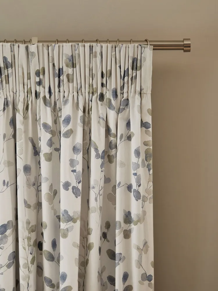 Blue Honesty Leaf Floral Print Blackout