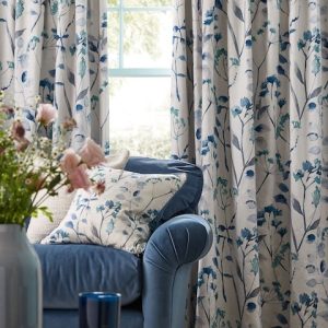 Blue Isla Floral Print Curtains