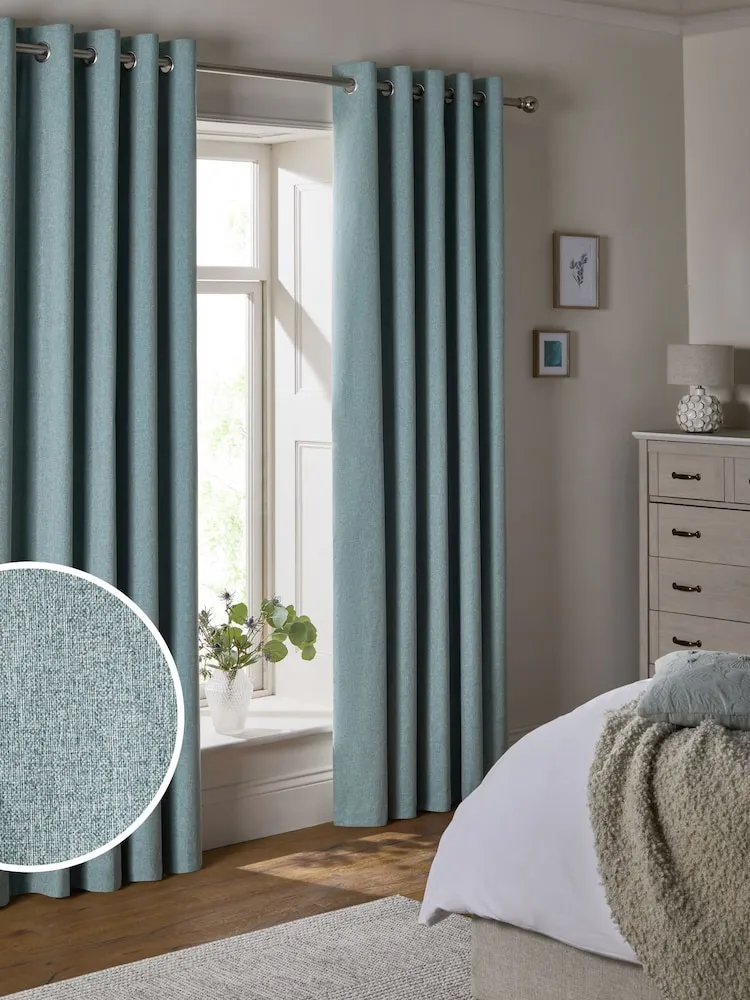 Blue Soft Marl Blackout Curtains