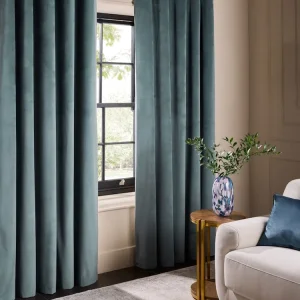 Blue Teal Matte Velvet Blackout Curtains