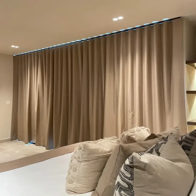 Custom blackout motorized curtains