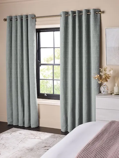 Grey Blue Heavyweight Chenille Eyelet Blackout