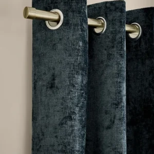 Navy Blue Plush Chenille Blackout Curtains
