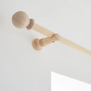 Ribbed Ball Wood Curtain Pole