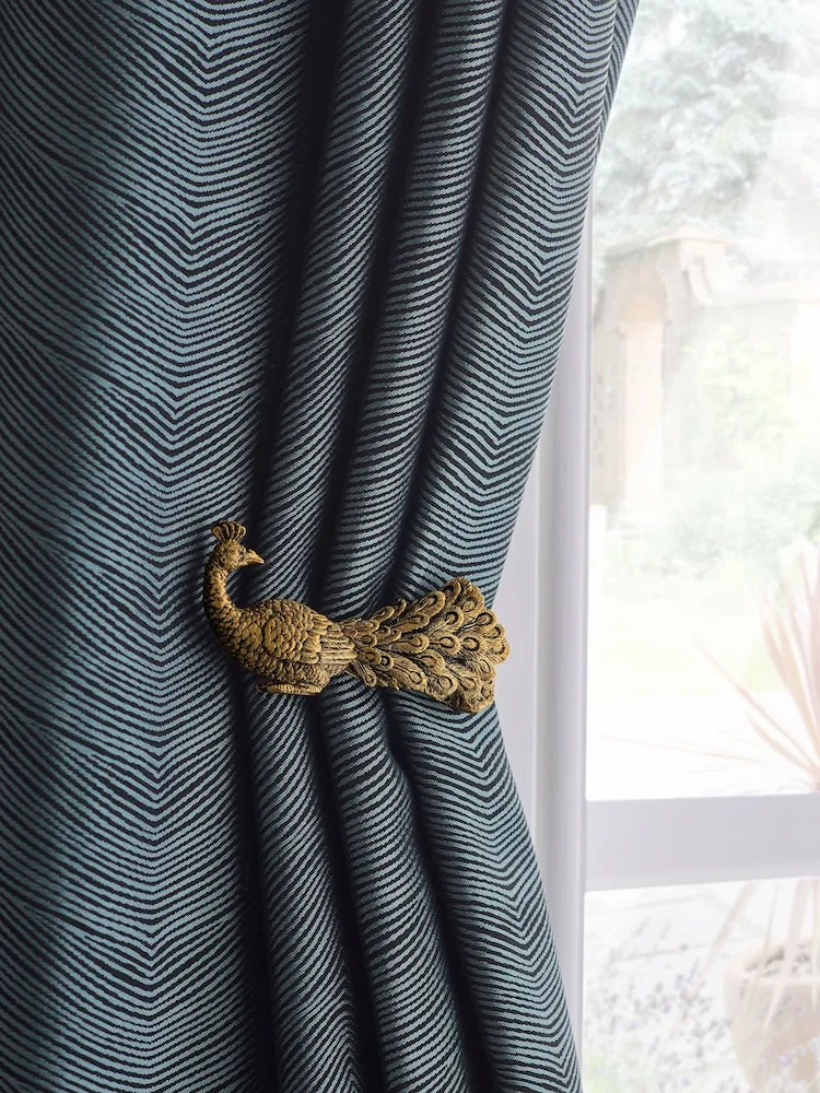 Gold Peacock Curtain Holders – Set of 2