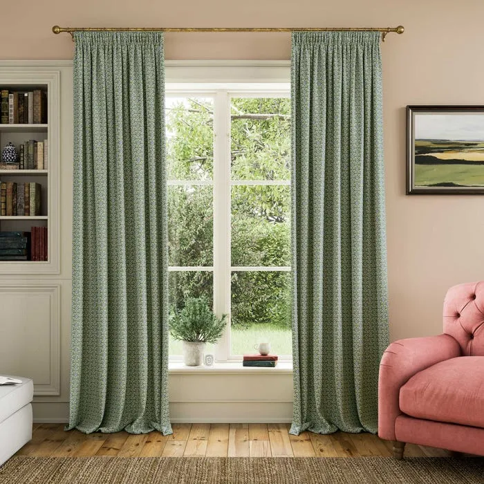 Green Floral Foulard Curtains