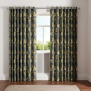 Charcoal Flower Curtains