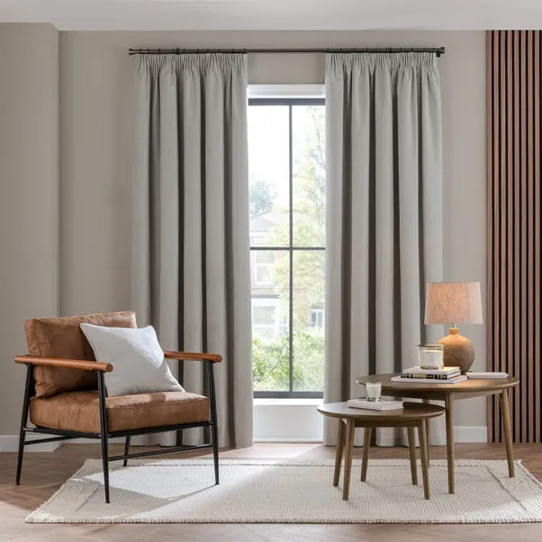 Luna Brushed Blackout Pencil Pleat Curtains